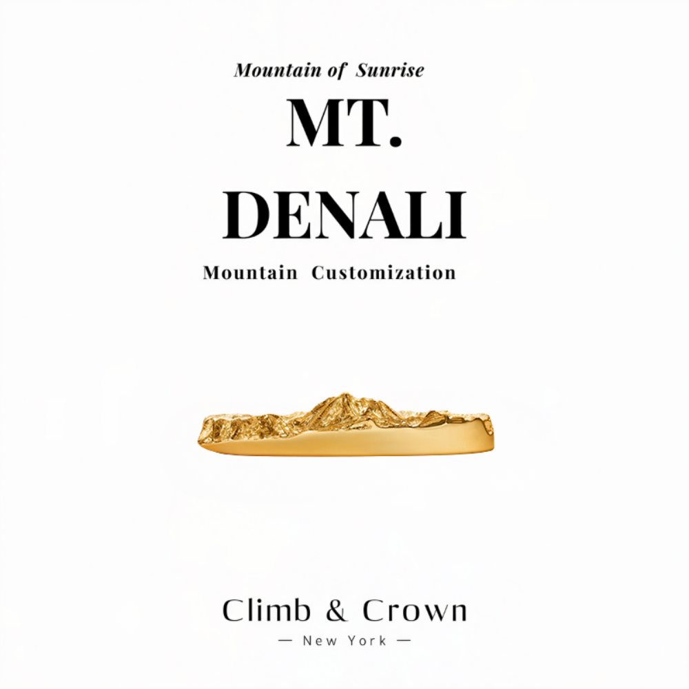 【Mt. Denali】Gold Hand-Engraved Mount Wedding Ring