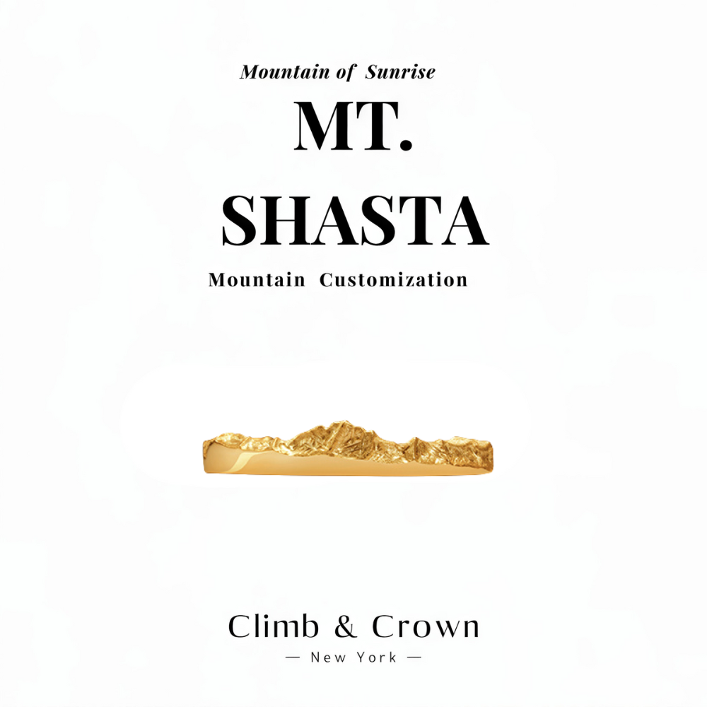 【Mt. Shasta】 Gold Hand-Engraved Mount Wedding Ring