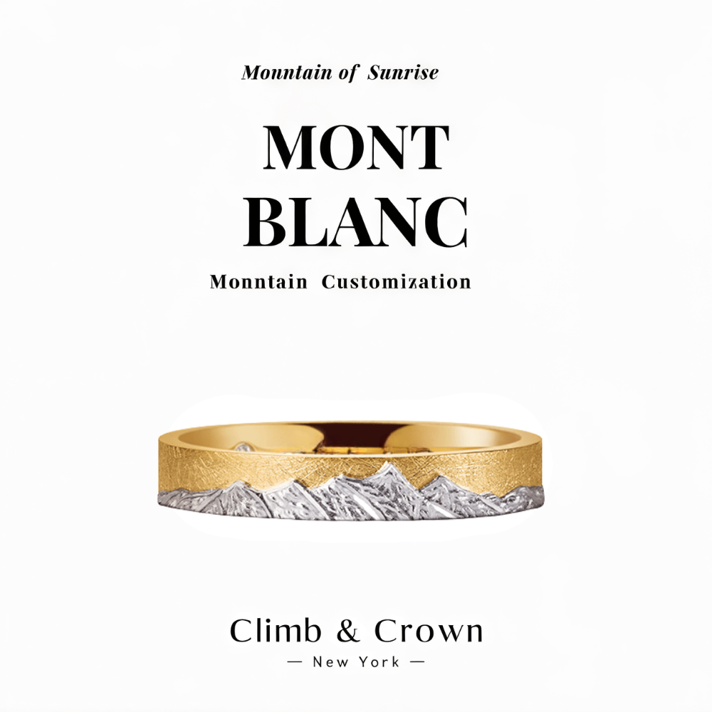 【Mont Blanc】Gold Hand-Engraved Mount Wedding Ring