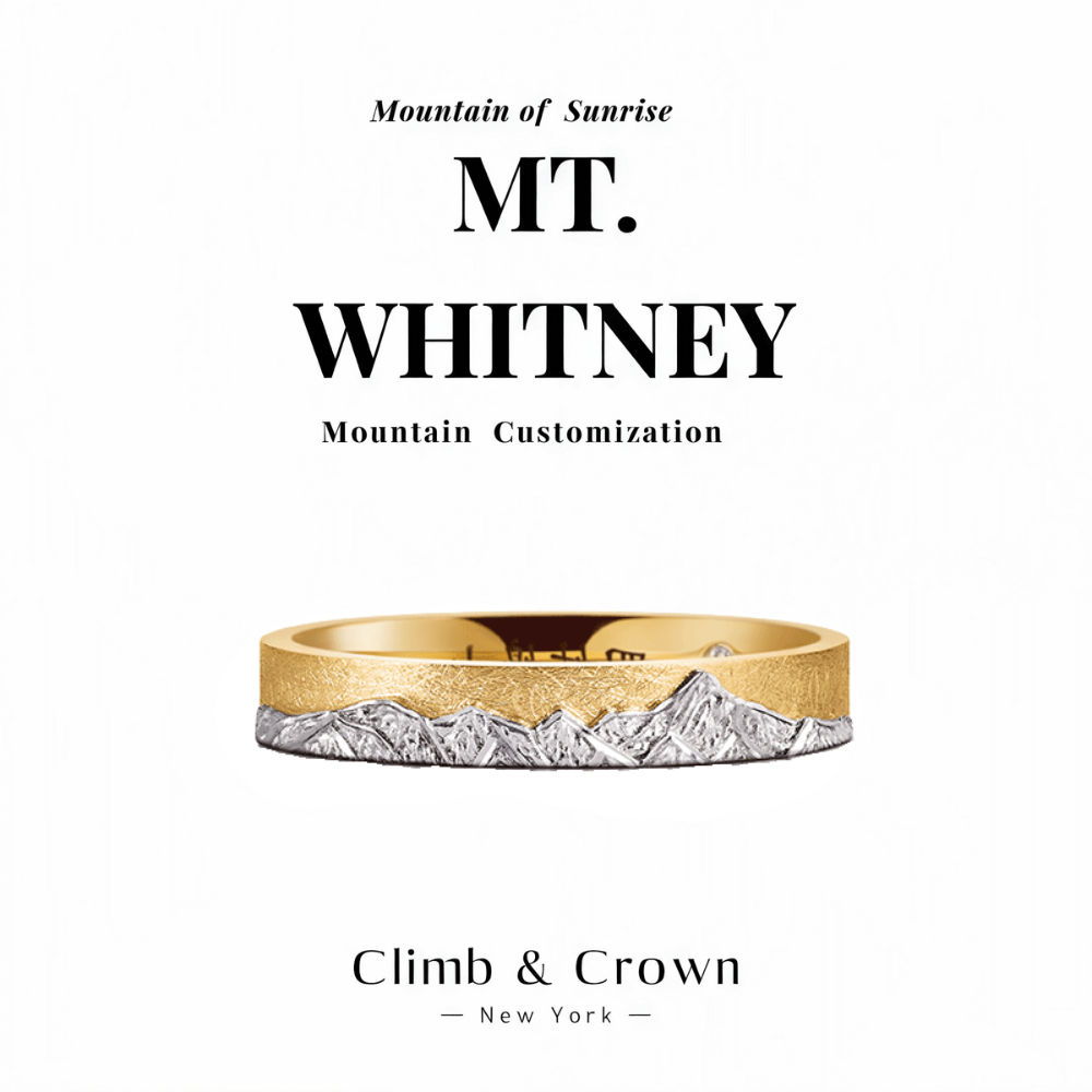 【Mt. Whitney】Gold Hand-Engraved Mount Wedding Ring