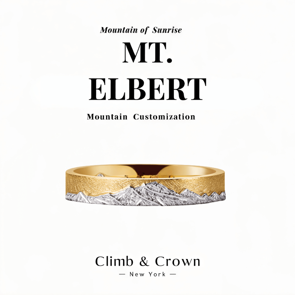【Everest Summit】 Gold Hand-Engraved Mount Everest Wedding Ring