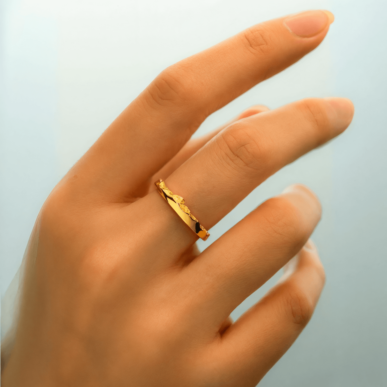 【Mt. Saint Elias】Gold Hand-Engraved Mount Mens/Womens Wedding Ring