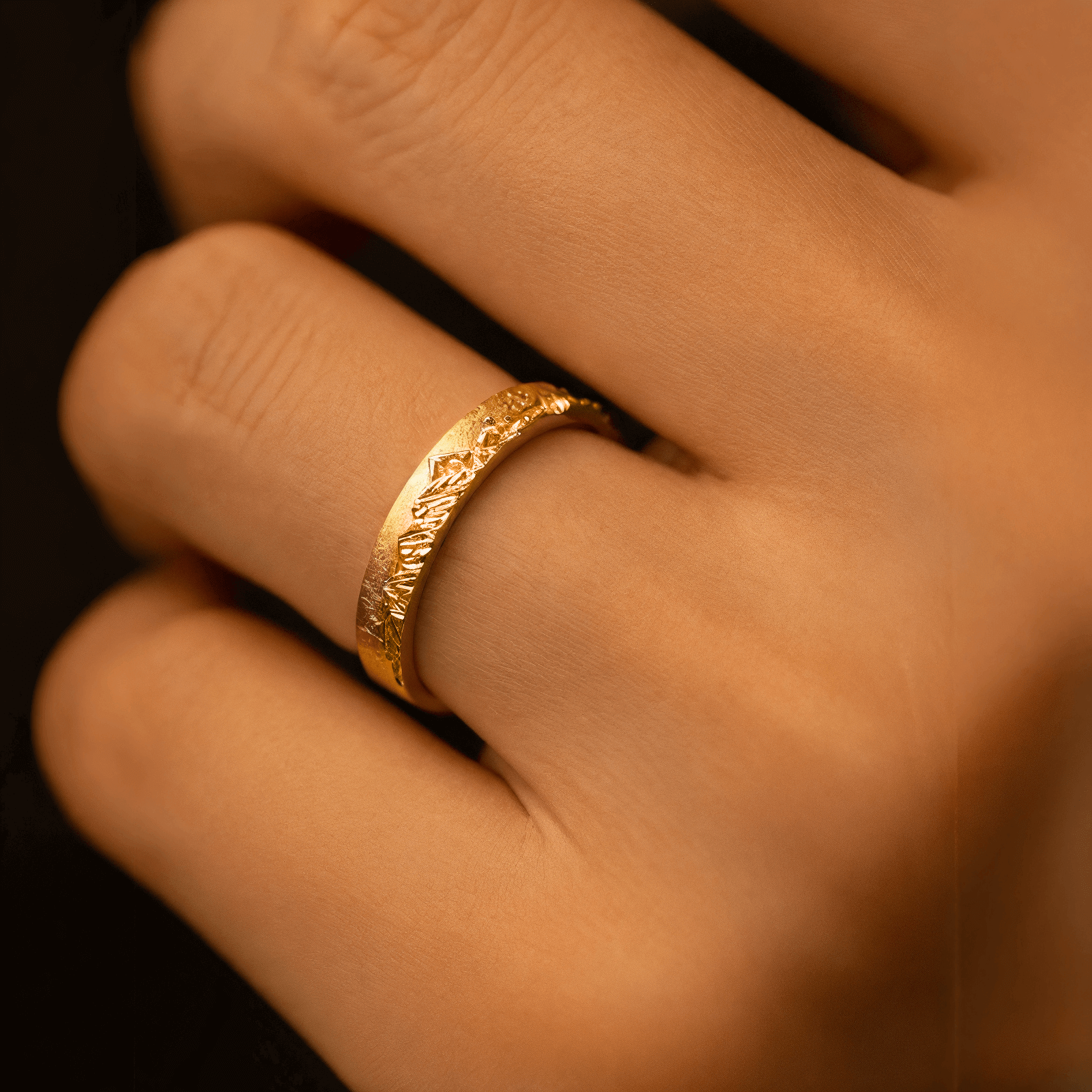 【Mont Blanc】 Hand-Engraved Mount Mens/Womens Wedding Ring