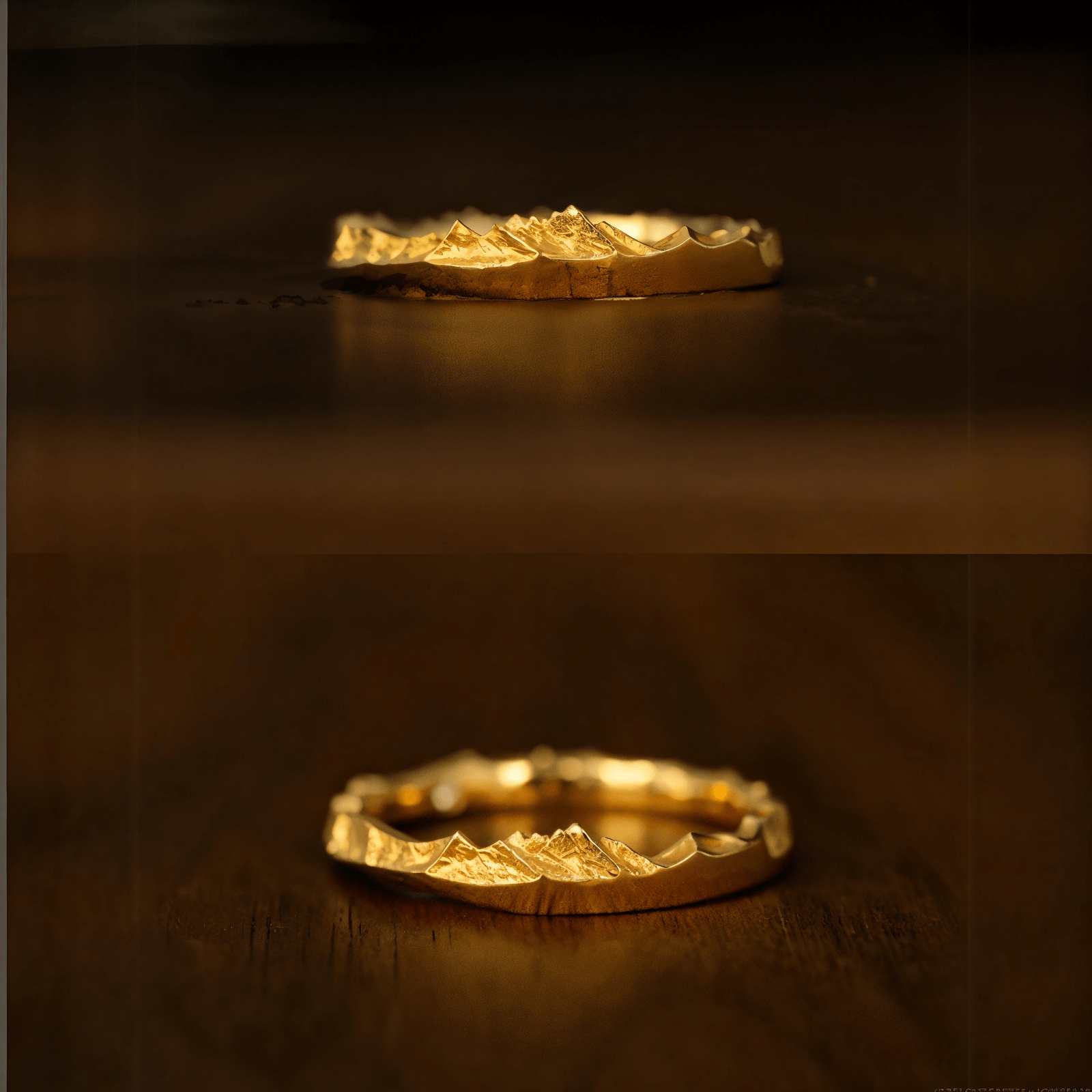 【Mont Blanc】Gold Hand-Engraved Mount Wedding Ring