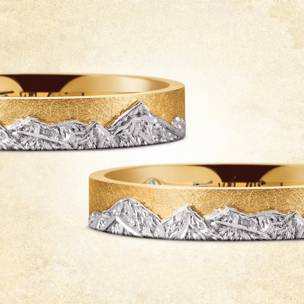 【Mt. Elbert】 Gold Rersonalized  Mount Mens/Womens Wedding Ring