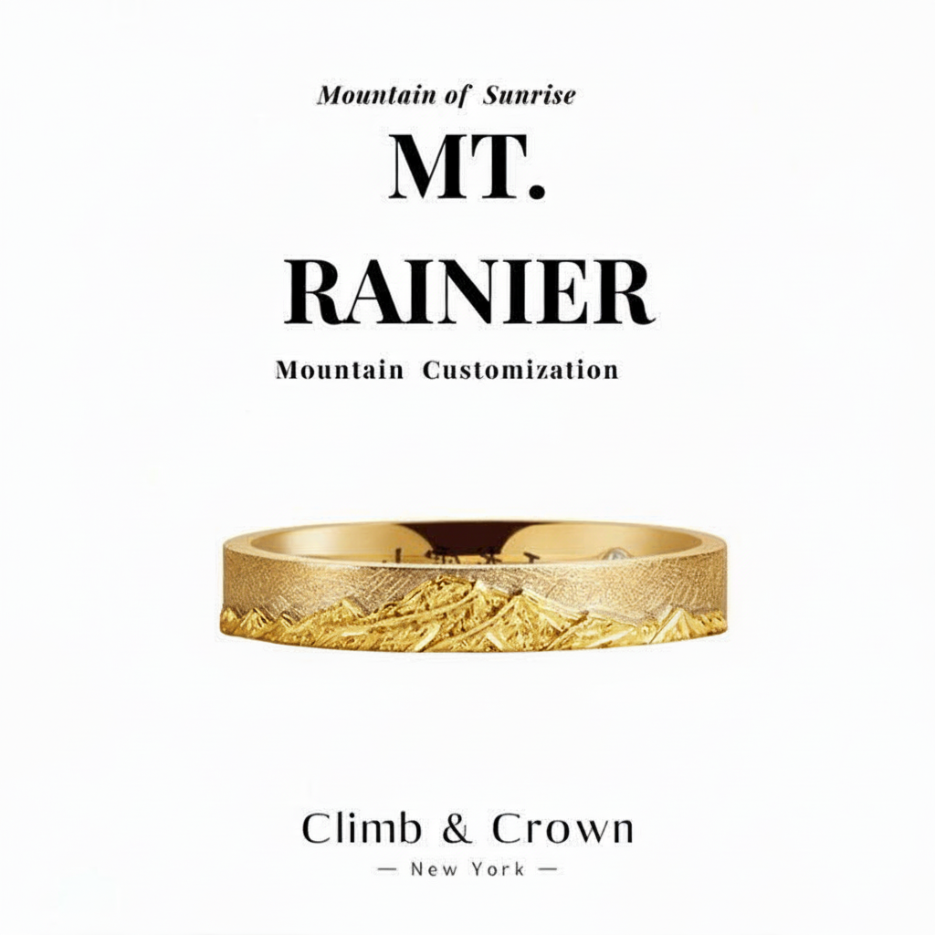 【Mt. Rainier】Hand-Engraved Mount Mens/Womens Wedding Ring