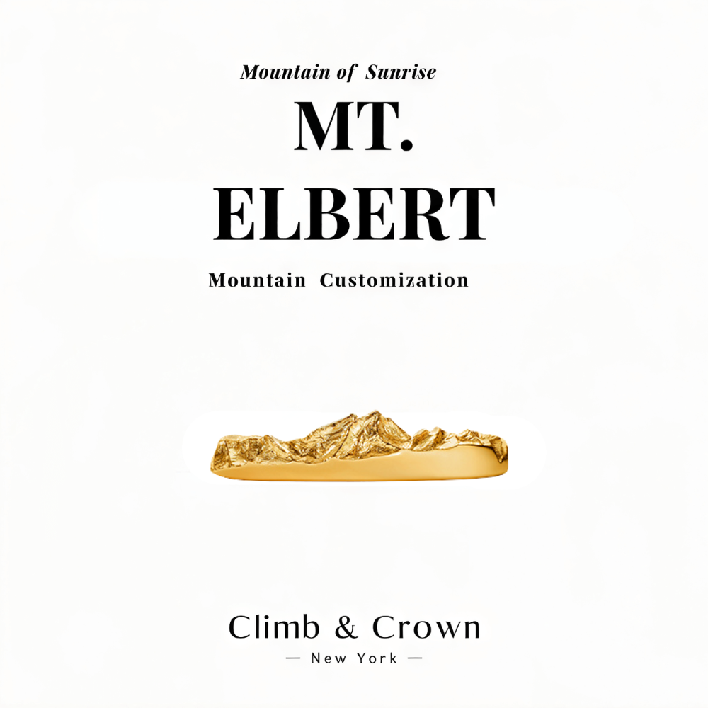 【Mt.Elbert】Gold Hand-Engraved Mount Mens/Womens Wedding Ring