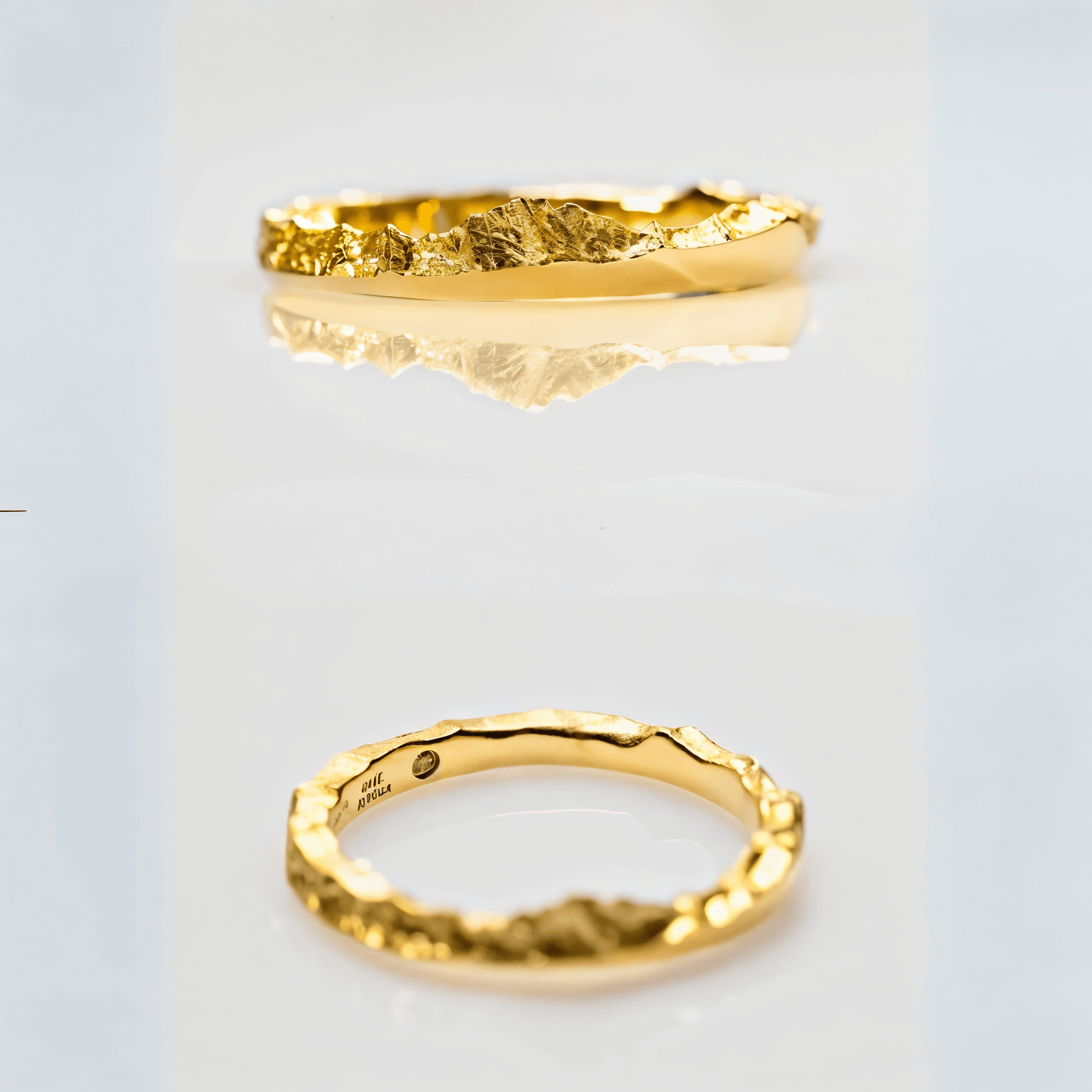 【Mt. Rainier】Gold Hand-Engraved Mount Wedding Ring