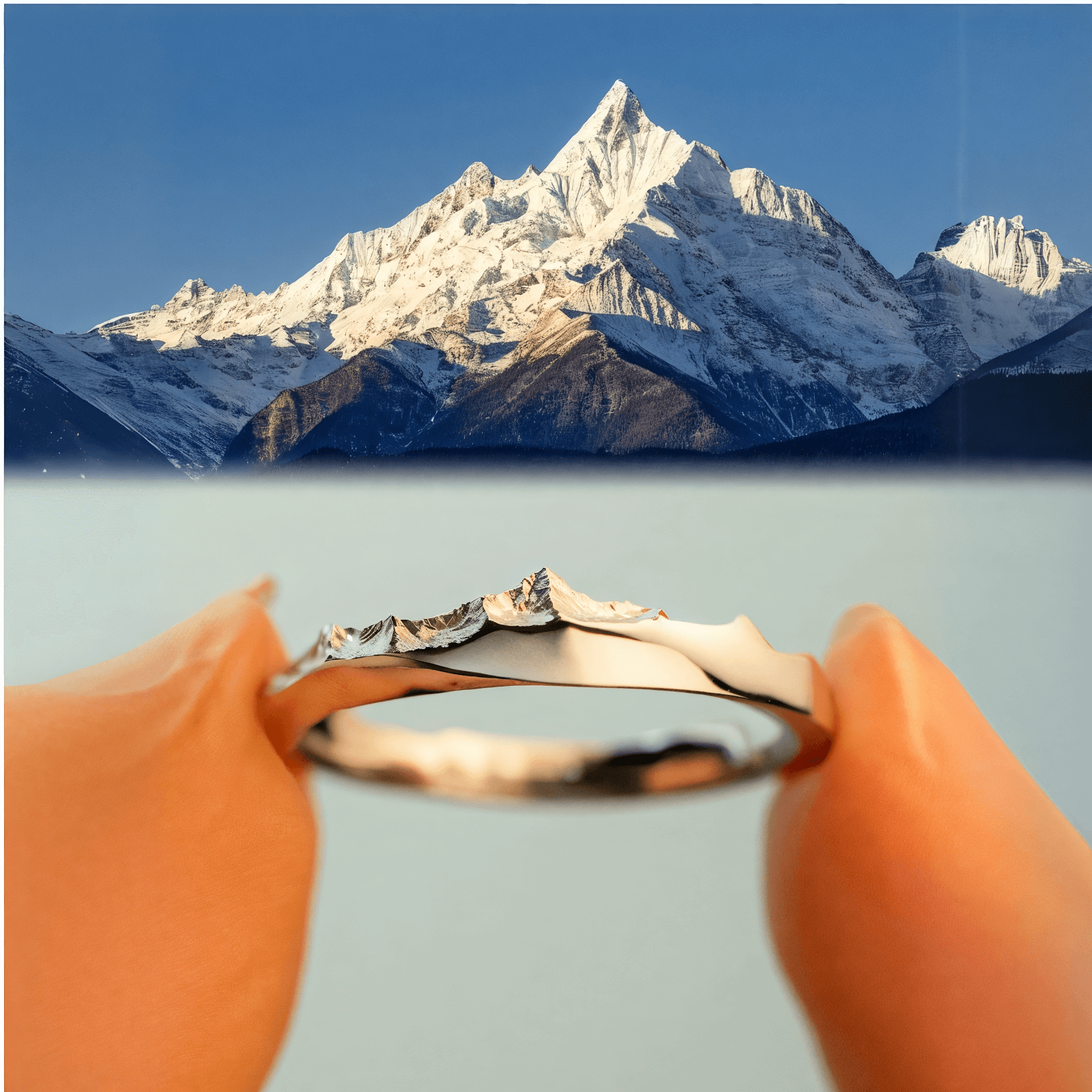 【Mt. Saint Elias】Hand-Engraved Mount Ring Mens/Womens Wedding Ring