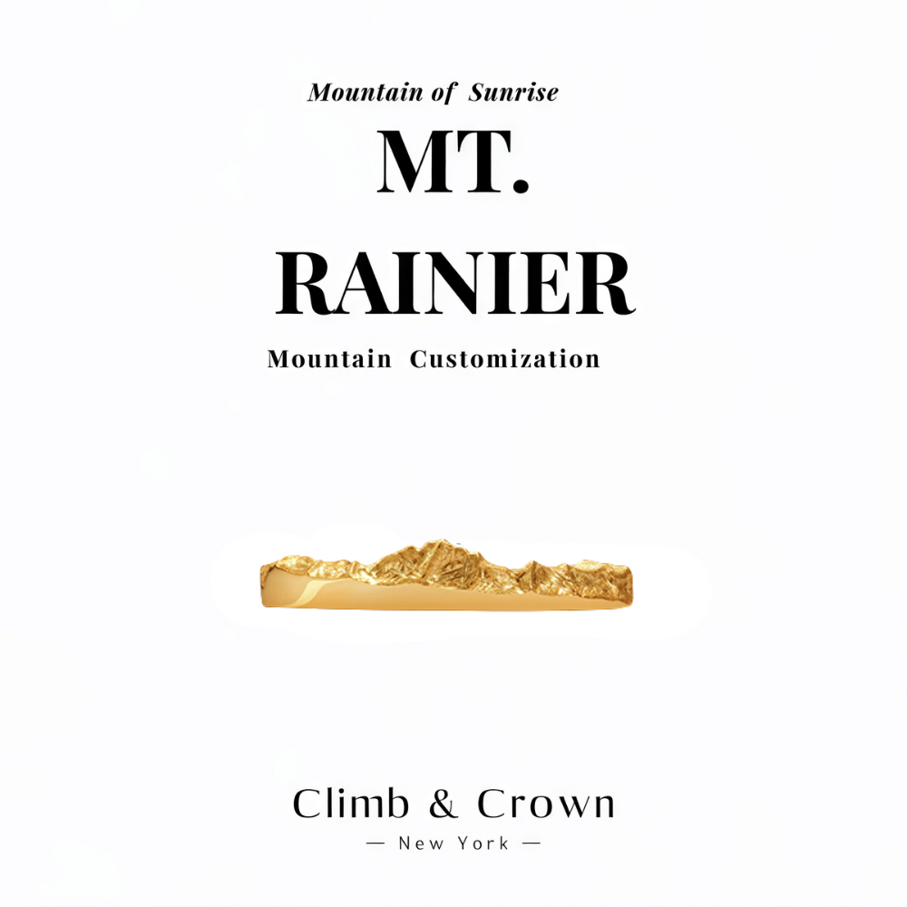 【Mt. Rainier】Gold Hand-Engraved Mount Wedding Ring