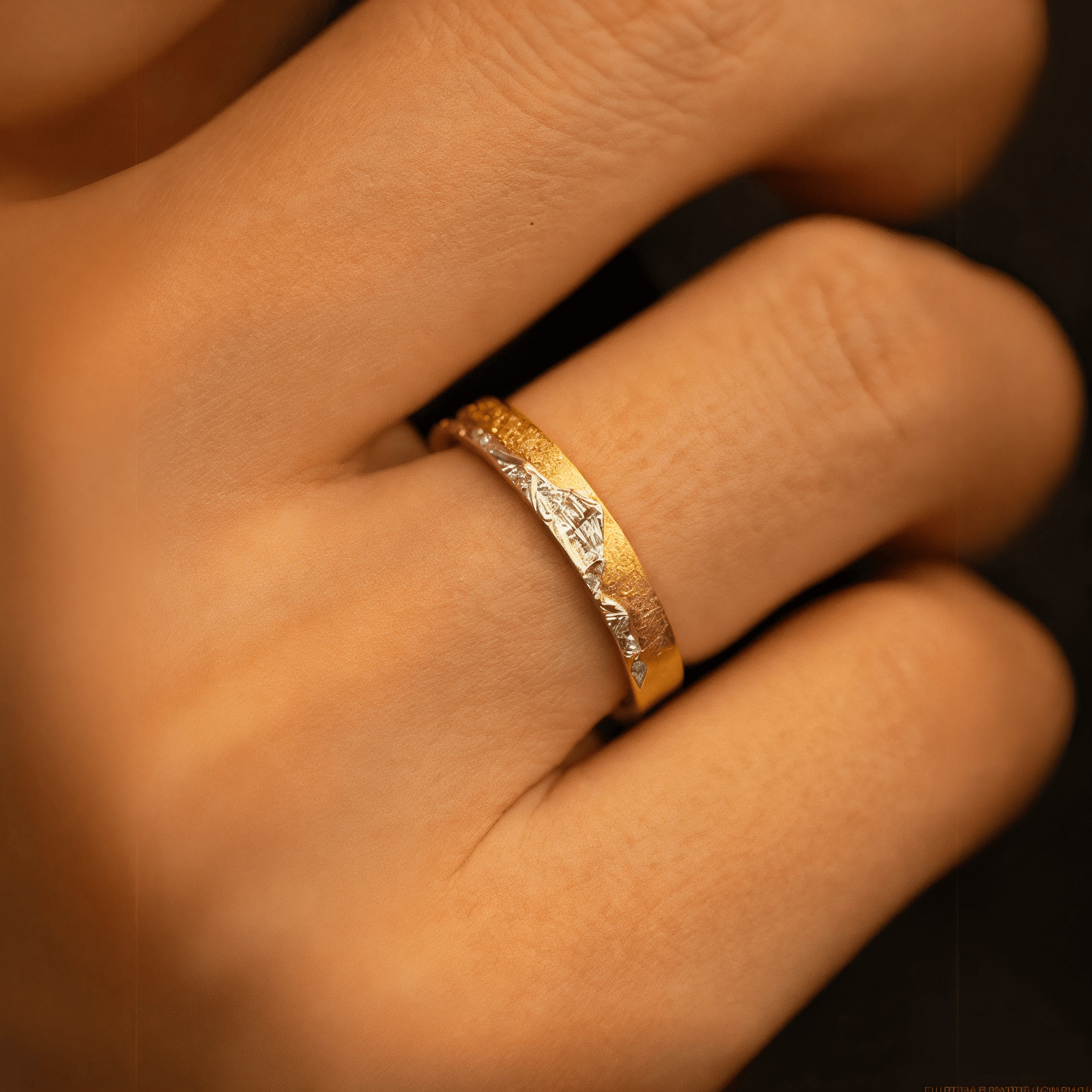 【Mt. Kailash】 Gold Hand-Engraved Mount Mens/Womens Wedding Ring