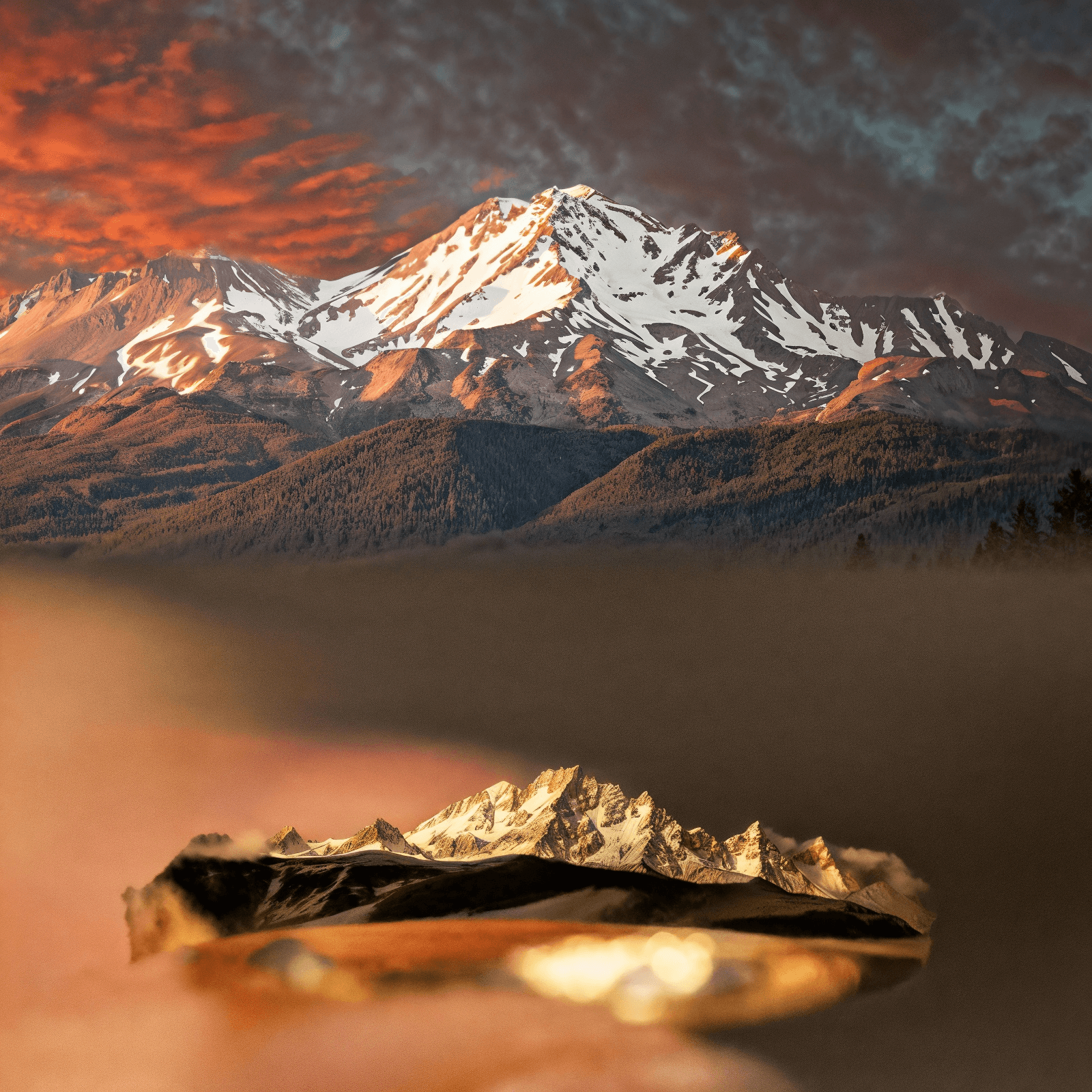 【Mt. Shasta】 Gold Hand-Engraved Mount Wedding Ring