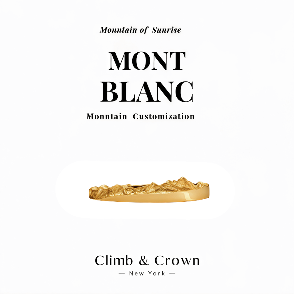 【Mont Blanc】Gold Hand-Engraved Mount Wedding Ring