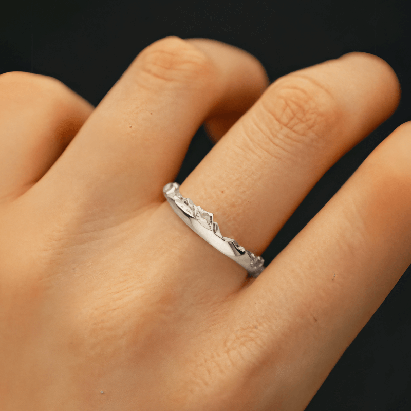 【Mont Blanc】 Hand-Engraved Mount Mens/Womens Wedding Ring