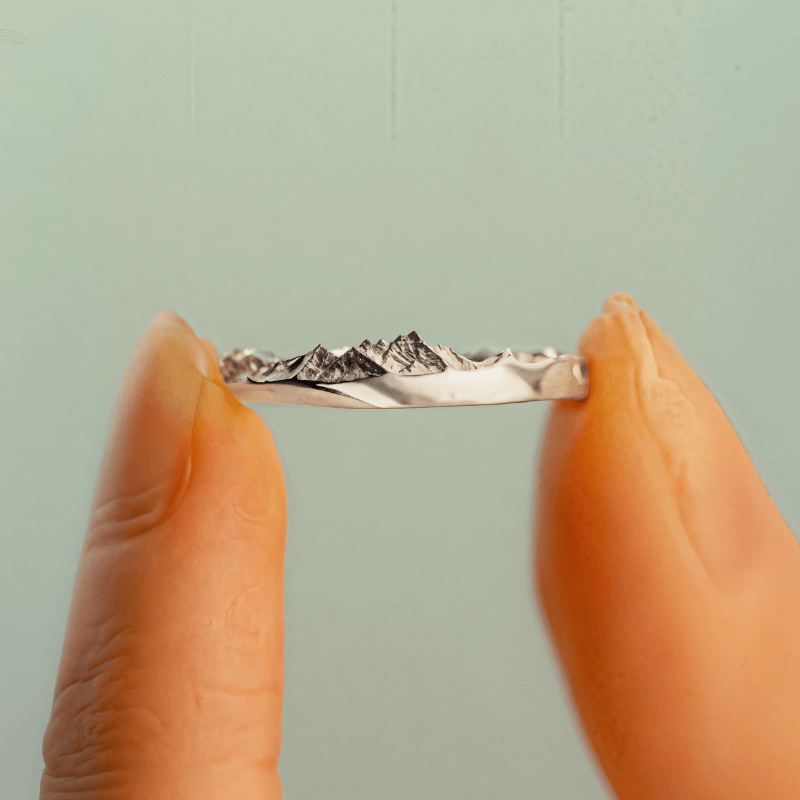 【Mont Blanc】 Hand-Engraved Mount Mens/Womens Wedding Ring