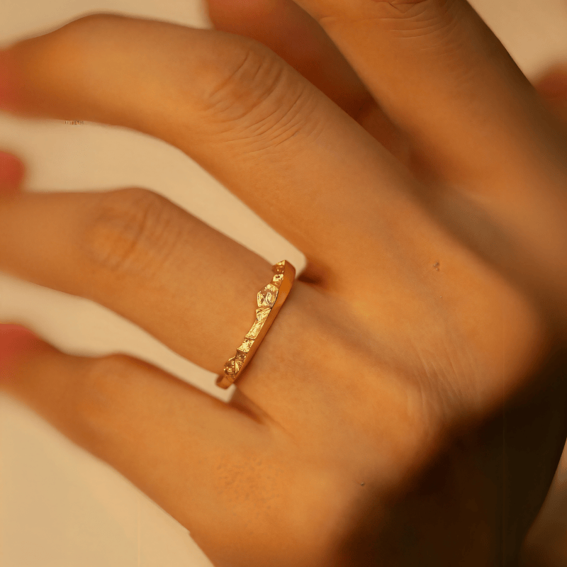 【Mt. Denali】Gold Hand-Engraved Mount Wedding Ring