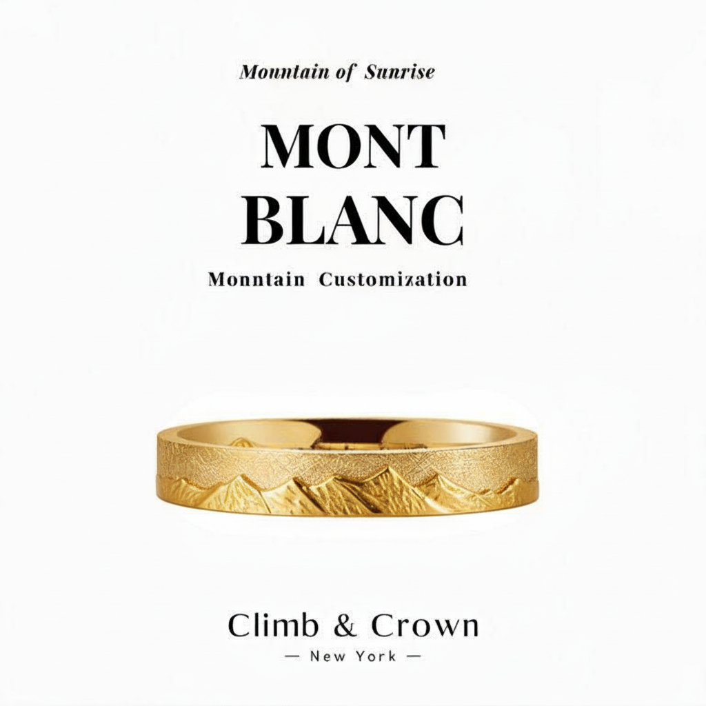 【Mont Blanc】 Hand-Engraved Mount Mens/Womens Wedding Ring