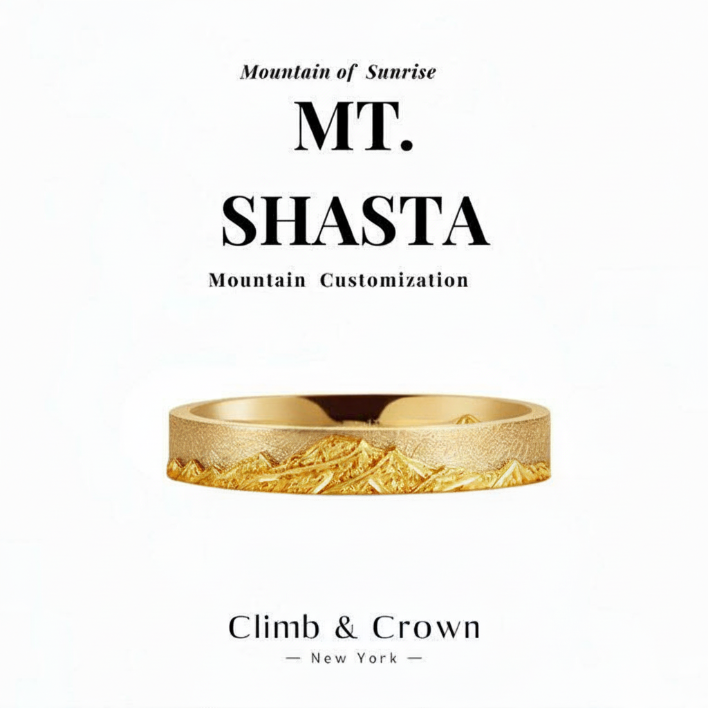 【Mt. Shasta】Hand-Engraved Mount Mens/Womens Wedding Ring