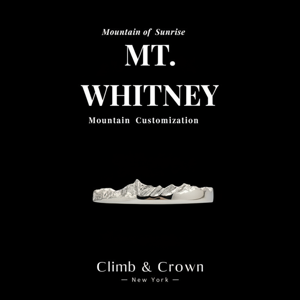 【Mt. Whitney】 Hand-Engraved Mount Mens/Womens Wedding Ring