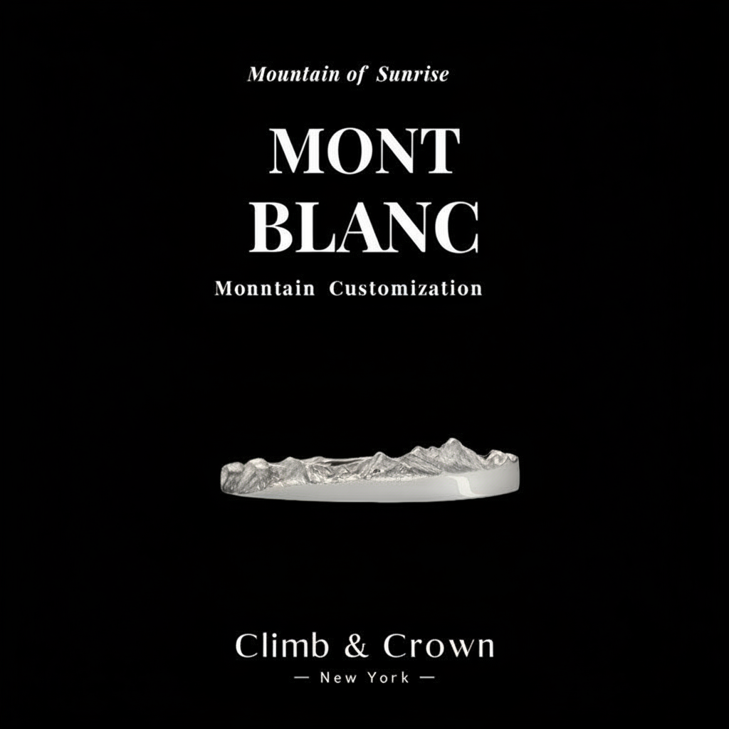 【Mont Blanc】 Hand-Engraved Mount Mens/Womens Wedding Ring