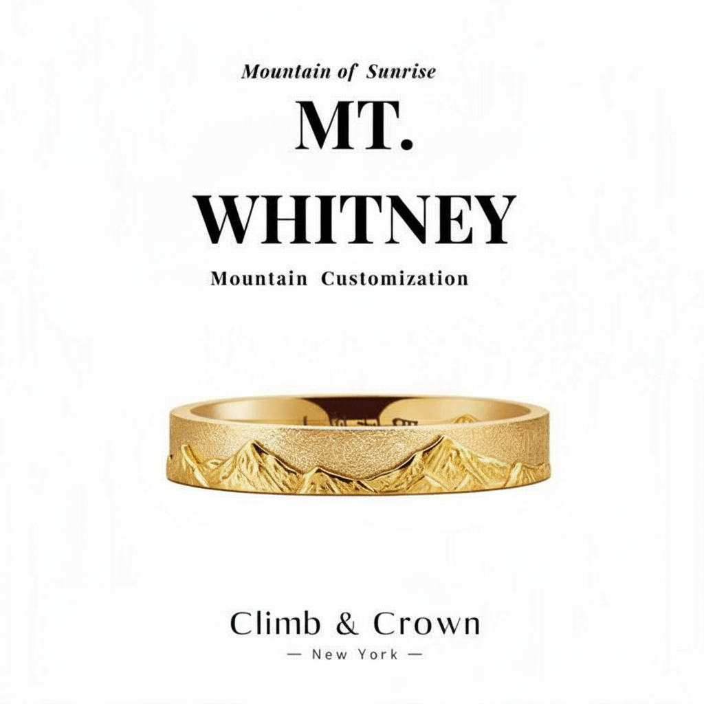【Mt. Whitney】 Hand-Engraved Mount Mens/Womens Wedding Ring