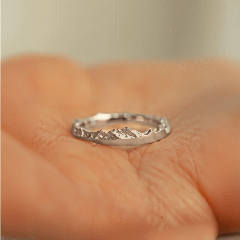 【Mont Blanc】 Hand-Engraved Mount Mens/Womens Wedding Ring